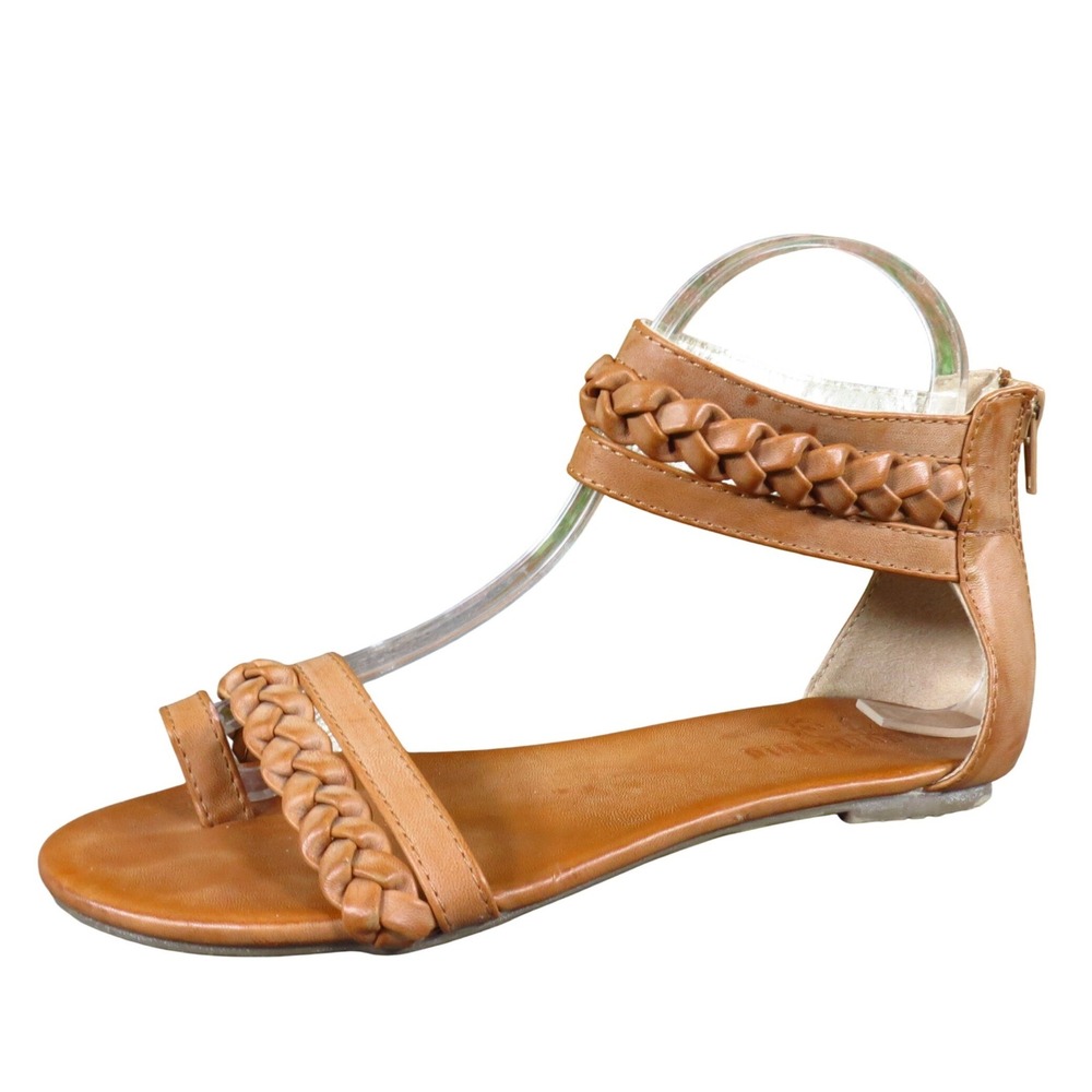 Gold & Gold Women Sandal 36 Casual Summer Braided Ankle Strap Tan Synthetic‎